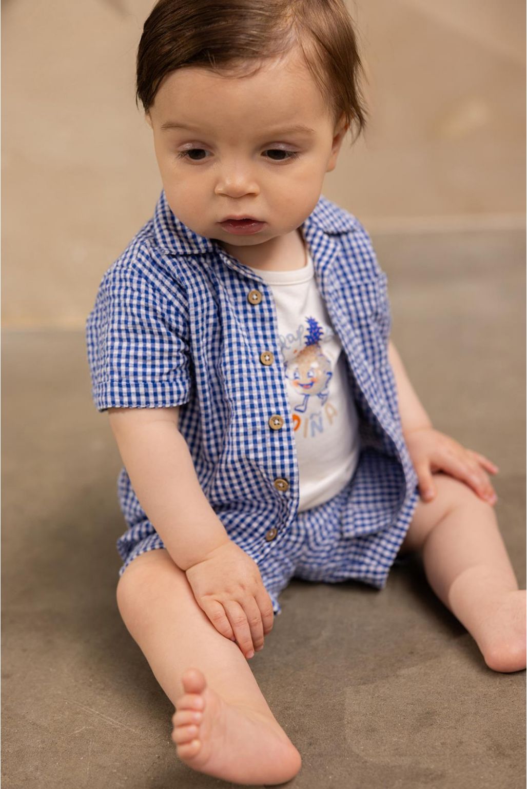 Noppies Baby T-shirt Osnabruck - Check pattern Medium blue