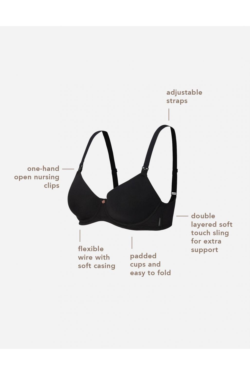 Noppies Nursing bra padded Cotton Melange - Bark Melange