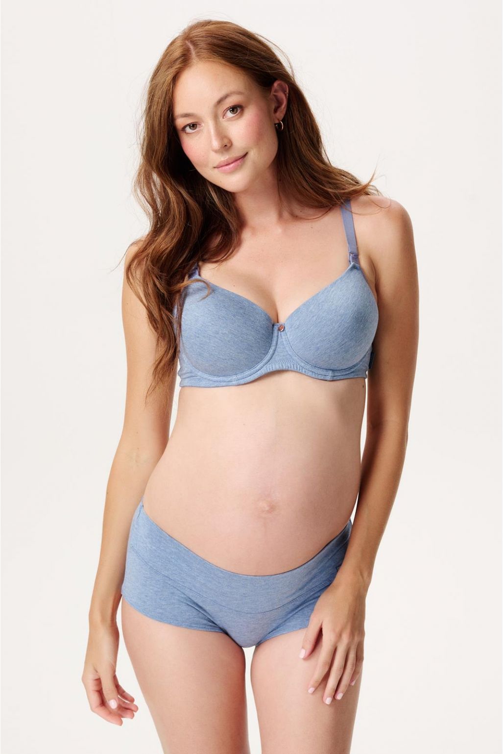 Noppies Maternity Short Cotton Melange - Light Blue Melange