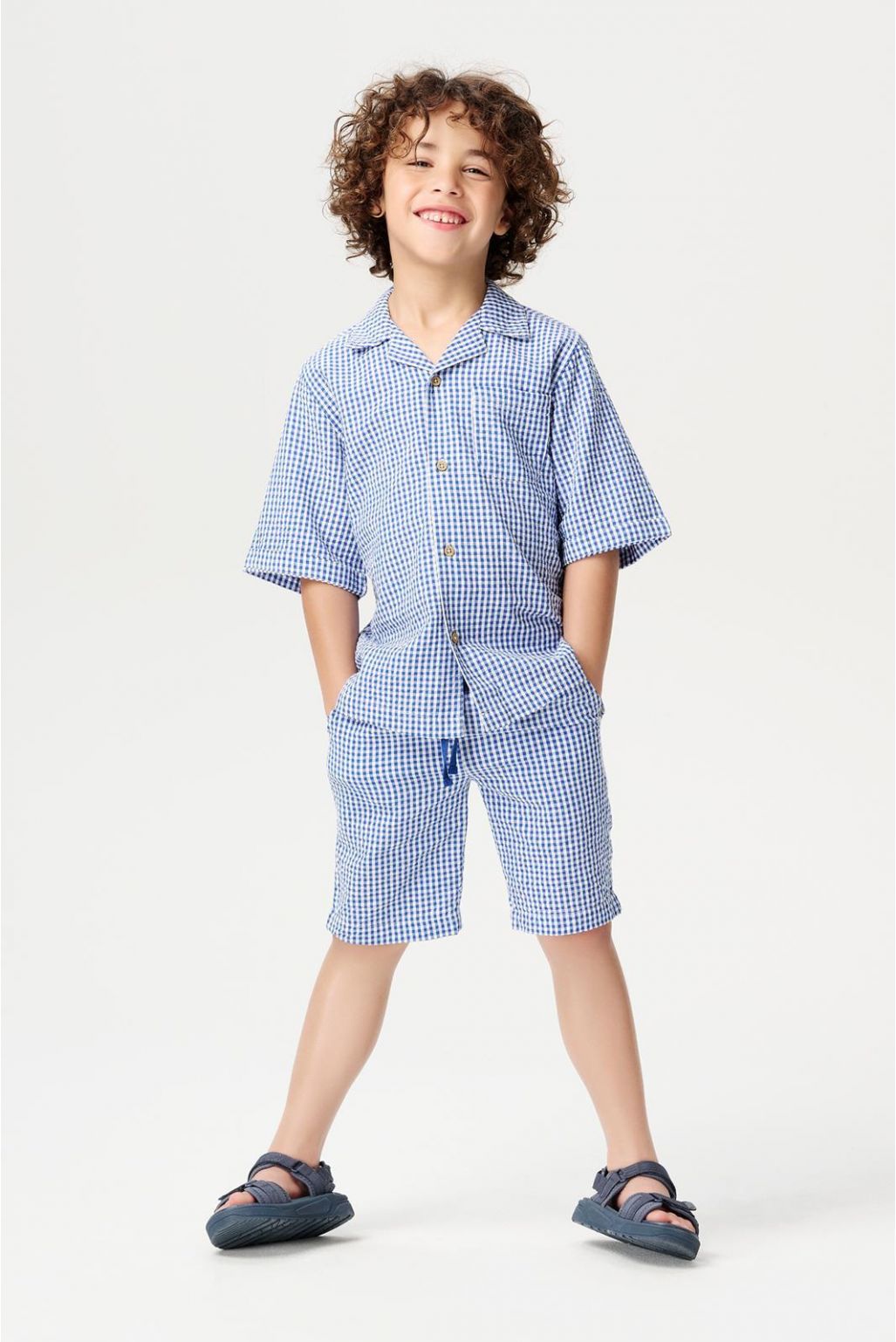 Noppies Kids Short Olbia - Check pattern Medium blue