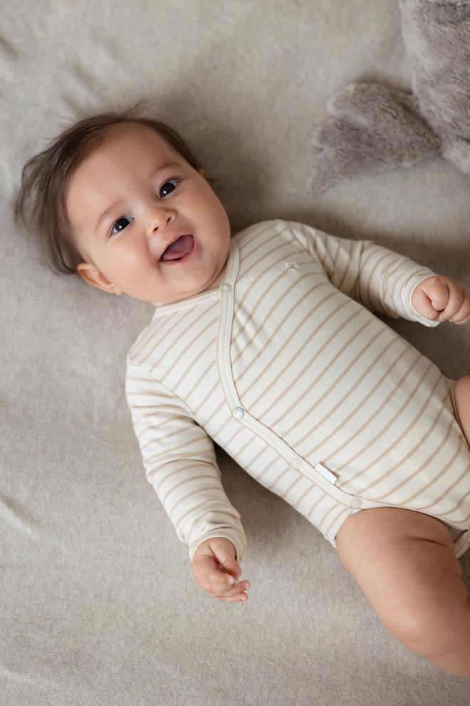 Noppies Baby Romper Navi - Stripe pattern Off white