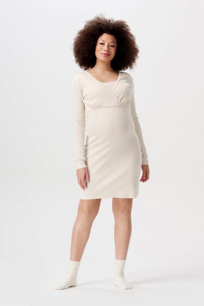Noppies Maternity Nachtjapon met voedingsfunctie Alisa - Oatmeal