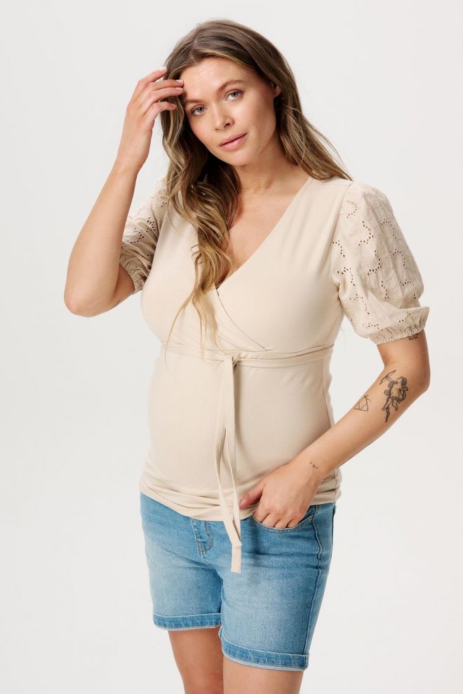 Noppies Maternity Voedings t-shirt Kayleigh - Light Sand