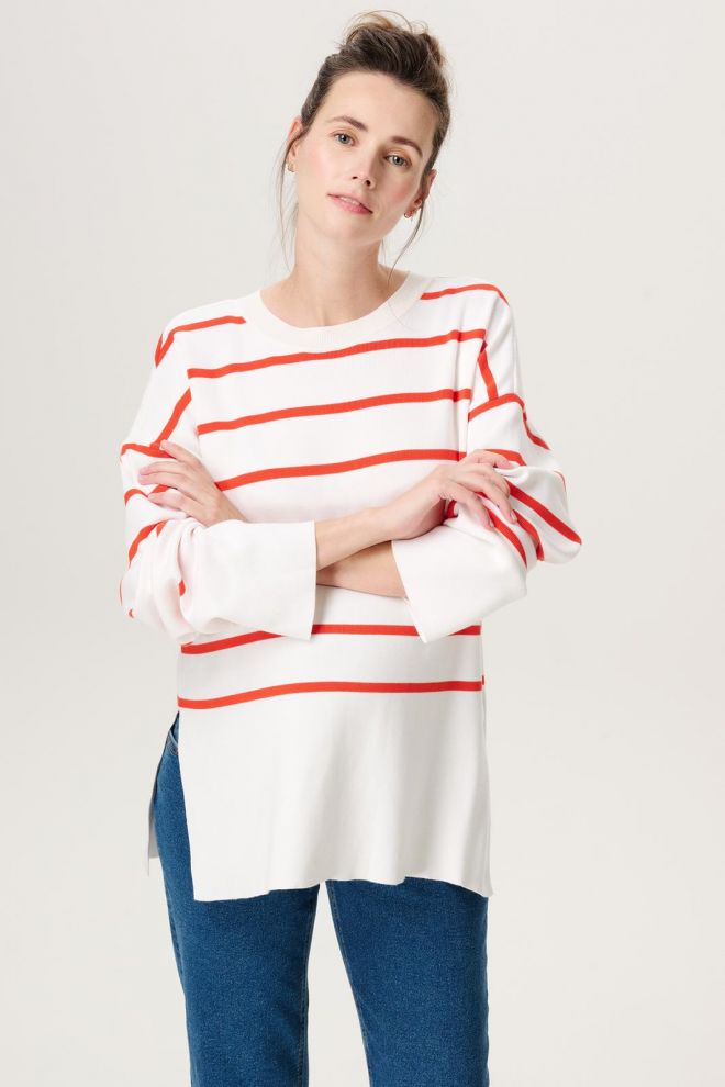 Noppies Maternity Trui met voedingsfunctie Jair - Tango Red Stripe