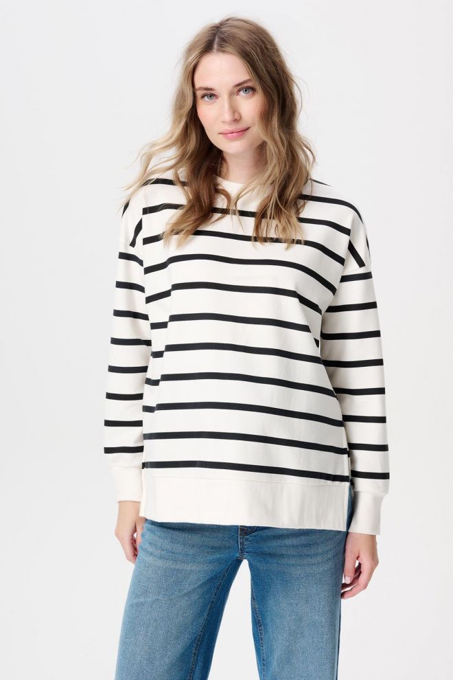 Noppies Maternity Trui met voedingsfunctie Pepe - Cream Stripe