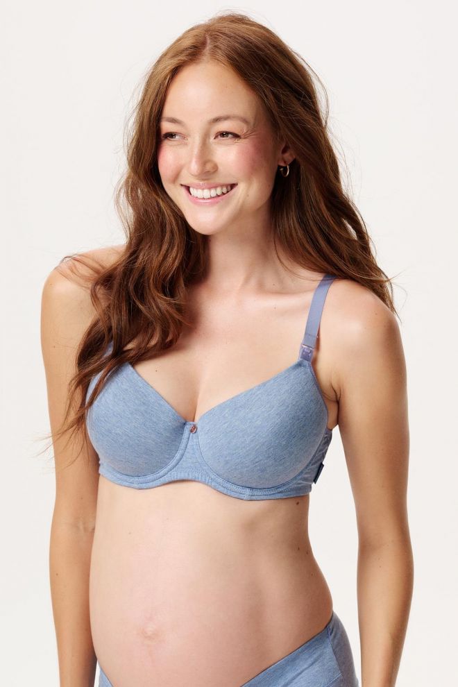Noppies Maternity Voorgevormde voedingsbh Cotton Melange - Light Blue Melange